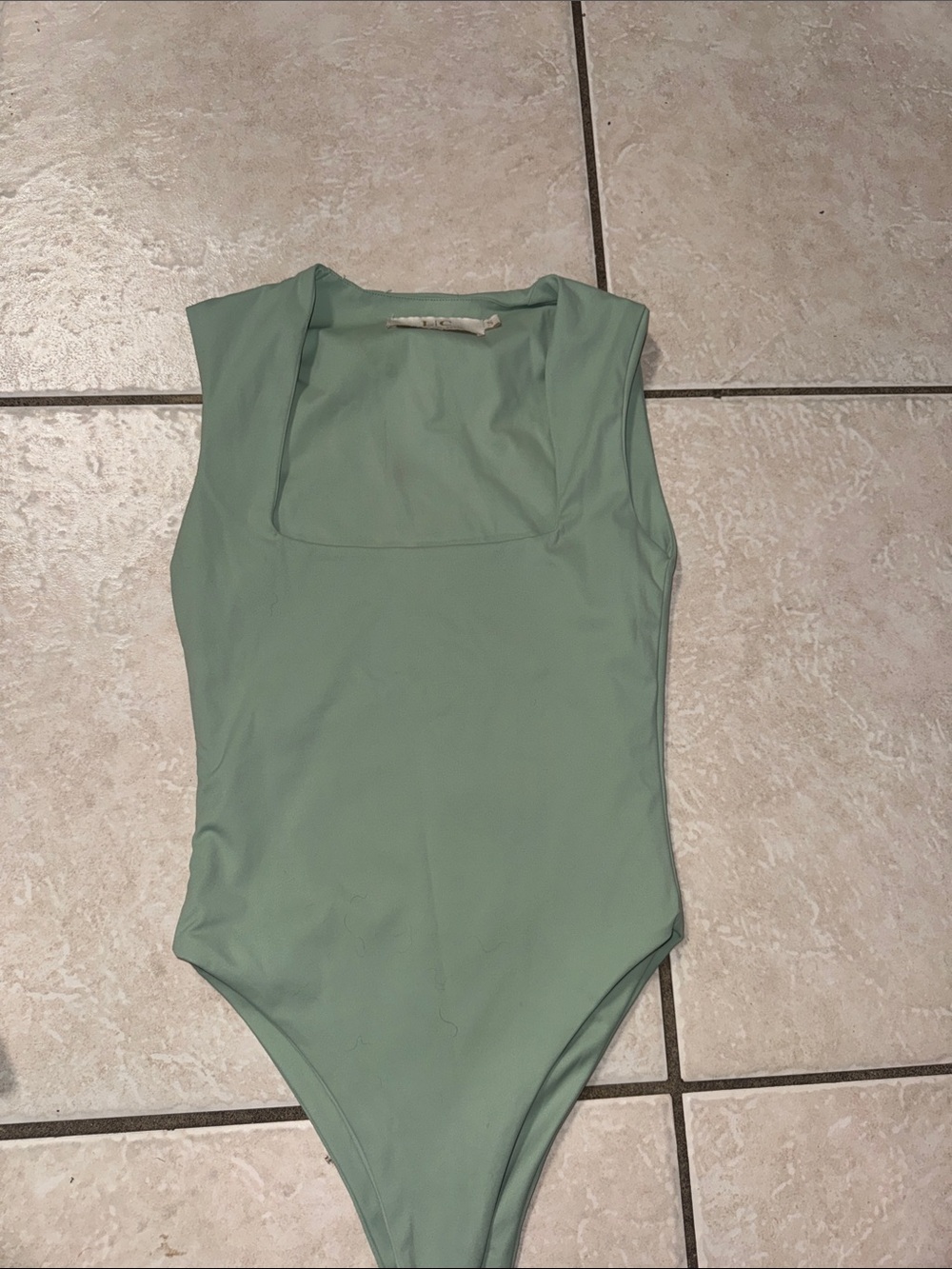 Sage Green Square Neck One-Piece Swimsuit